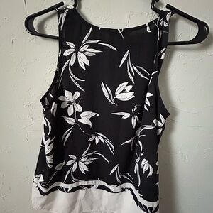 Floral Black and White Women's Top